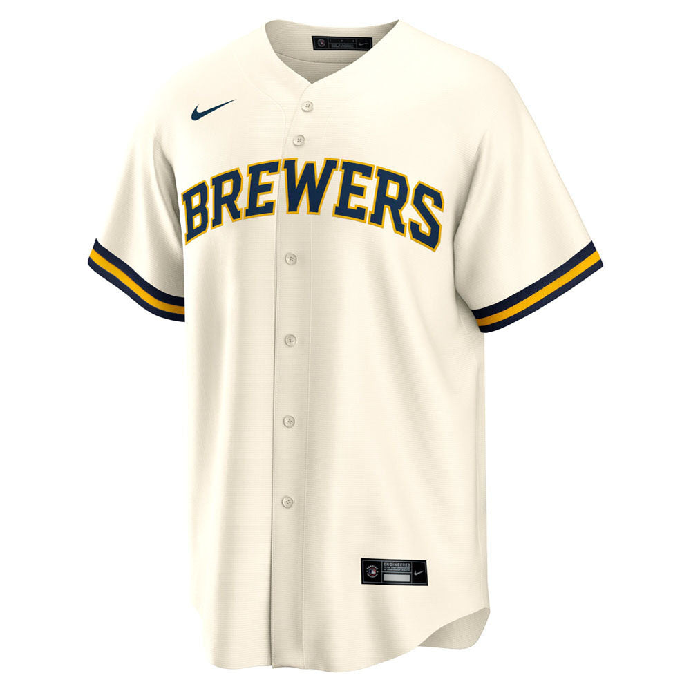 Men's Milwaukee Brewers Christian Yelich Alternate Player Jersey - Cream