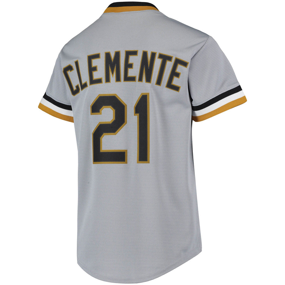 Youth Pittsburgh Pirates Roberto Clemente Road Cooperstown Collection Player Jersey - Gray