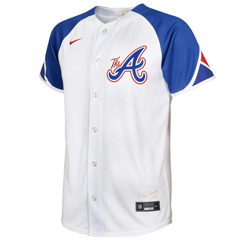 Youth Atlanta Braves Ozzie Albies 2023 City Connect Replica Jersey - White