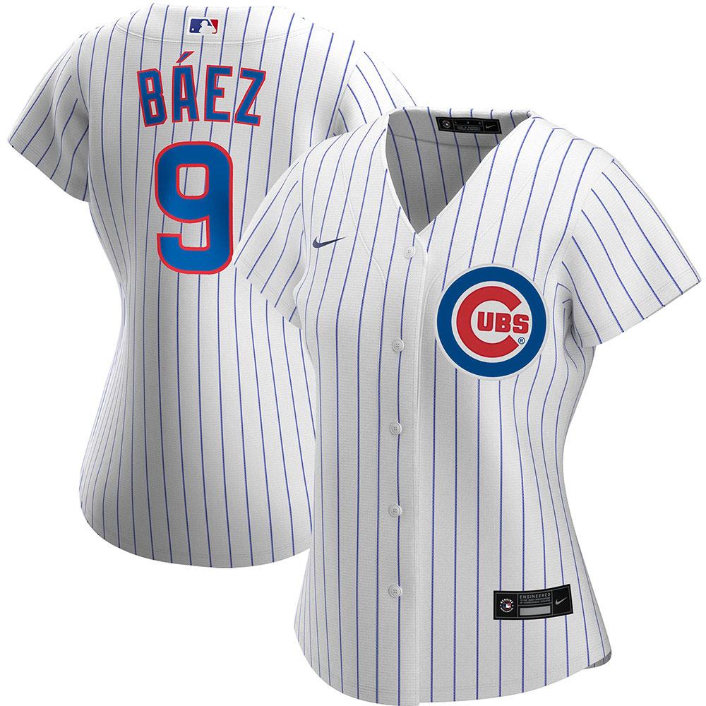 Womens Chicago Cubs Javy Baez Cool Base Replica Jersey White